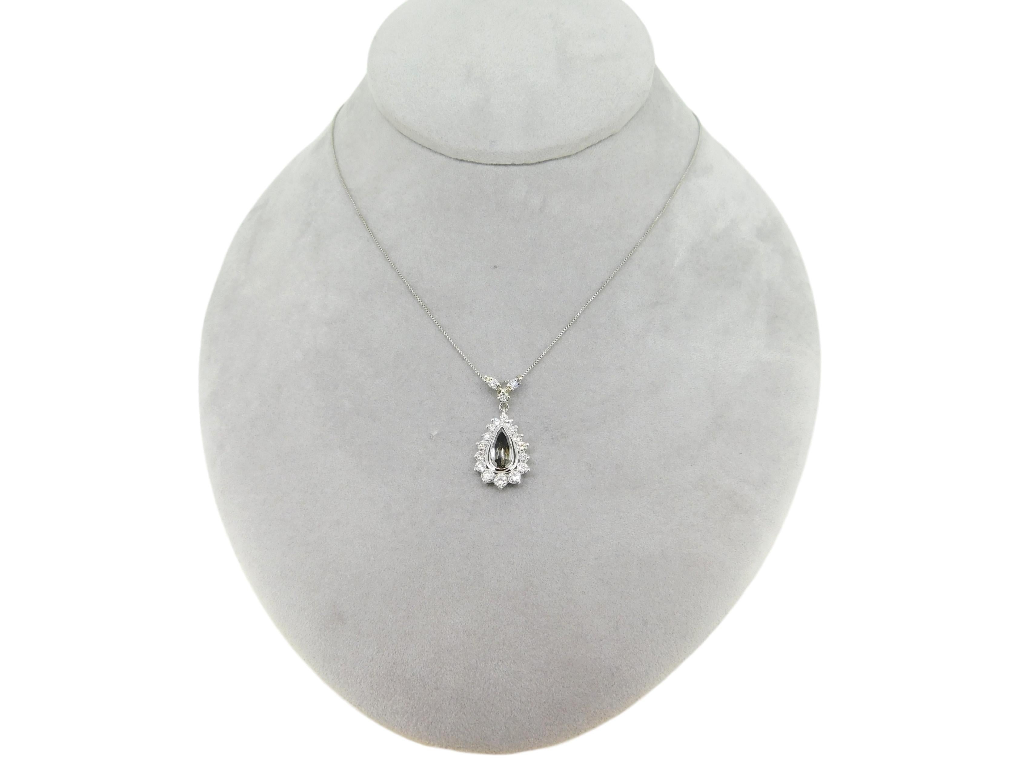 Platinum Pendant 1 Carat Fancy Gray Genuine Natural Diamond GIA Report '#J4654' For Sale 3