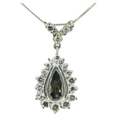 Platinum Pendant 1 Carat Fancy Gray Genuine Natural Diamond GIA Report