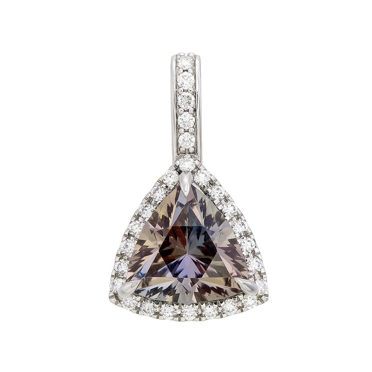 Trillion Cut Orloff of Denmark, 3.25 Carat Tanzanite Diamond Pendant in 950 Platinum For Sale