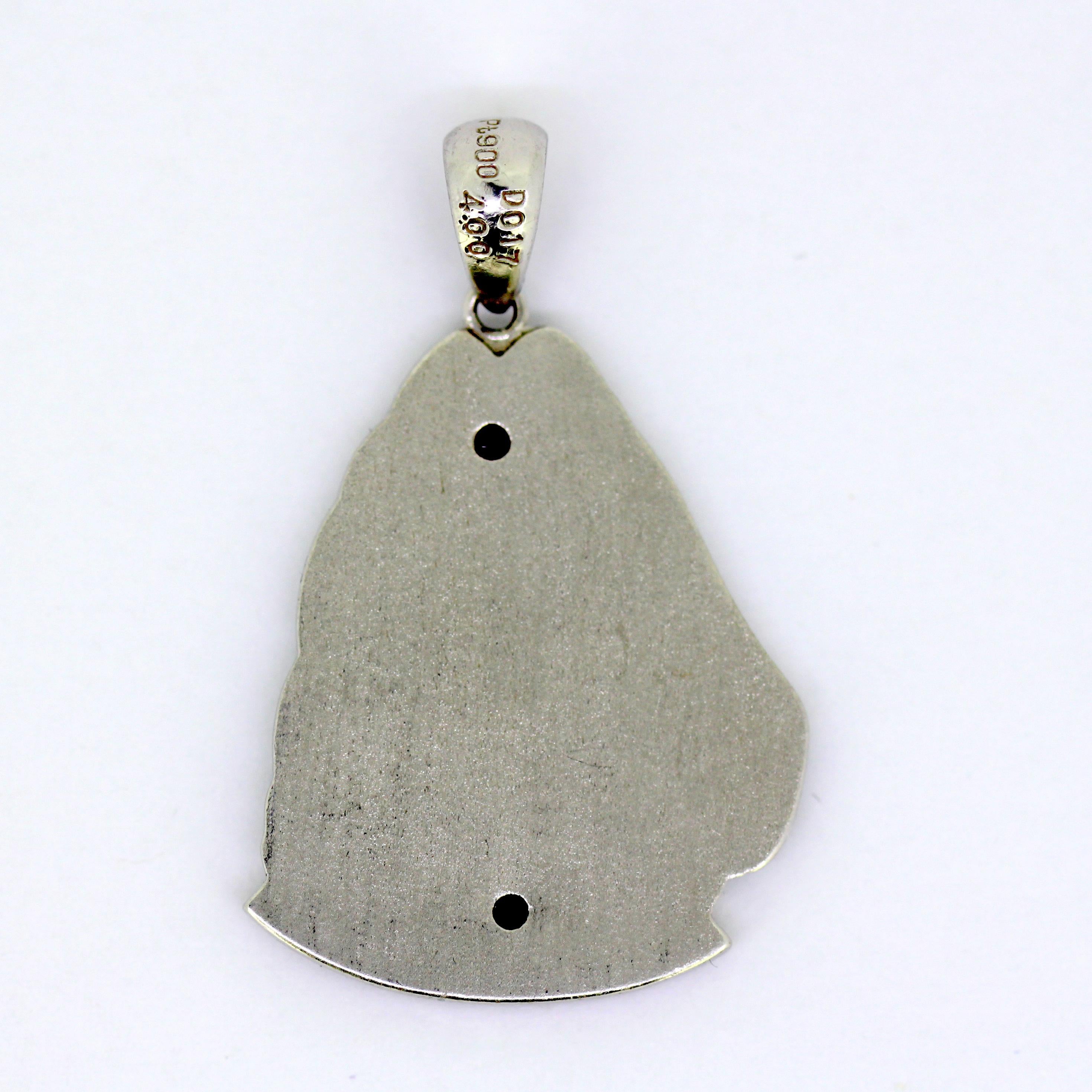 Platinum Pendant with Natural Jade Carving of a Horses Head and Diamonds 3