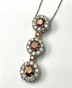 Platinum Pendant With Natural Round Honey Color Diamonds
