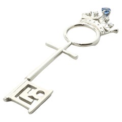 Platinum Penthouse Diamond and Sapphire Pet Key Pendant