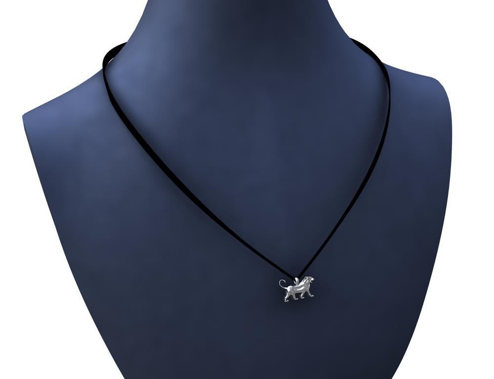 Contemporary Platinum Persepolis Lion Pendant Necklace For Sale