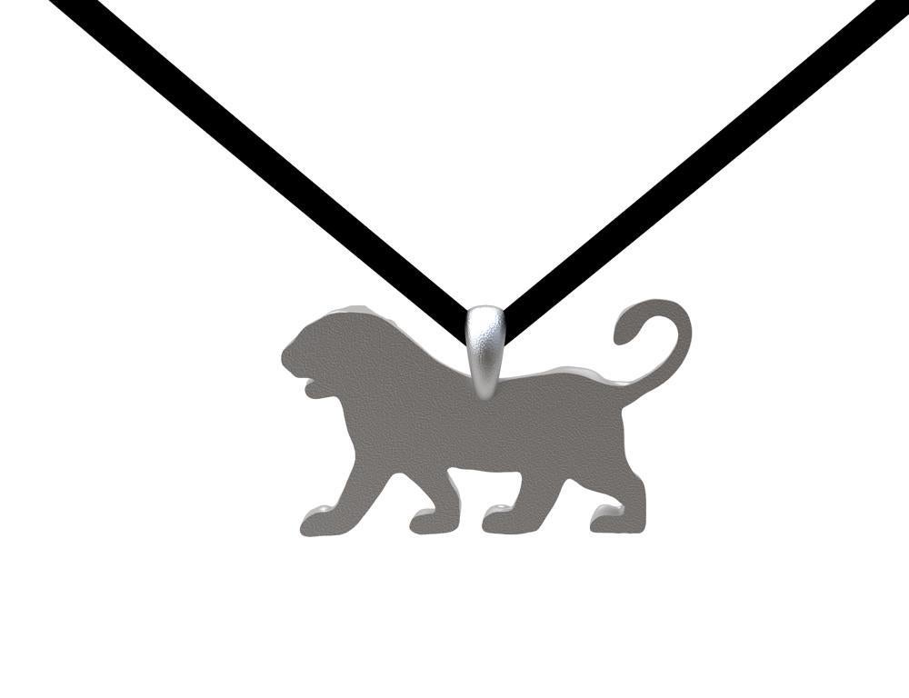 Women's or Men's Platinum Persepolis Lion Pendant Necklace For Sale
