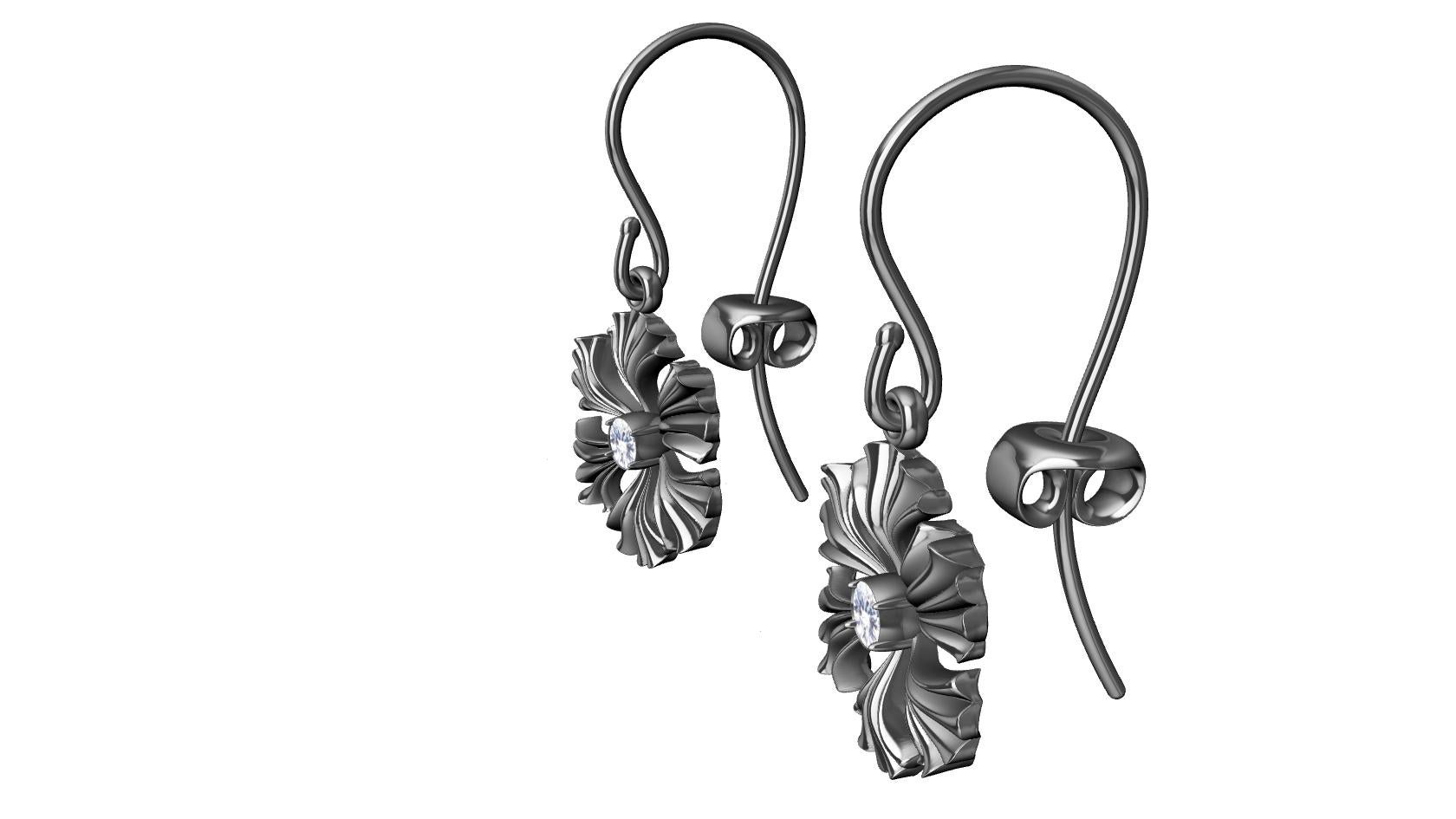 Contemporary Platinum Petite GIA Diamond Fan Flower Earrings