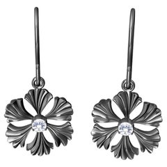Platinum Petite GIA Diamond Fan Flower Earrings