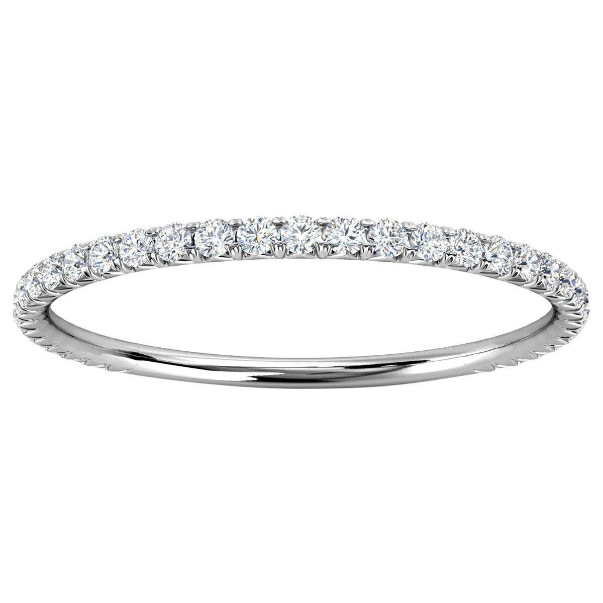 For Sale:  Platinum Petite GIA French Pave Diamond Ring '1/5 Ct. Tw'