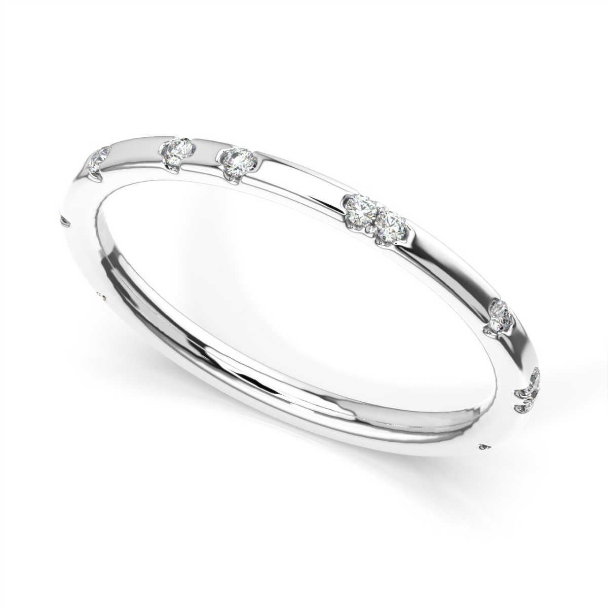 Round Cut Platinum Petite Marie Diamond Ring '1/10 Ct. tw' For Sale