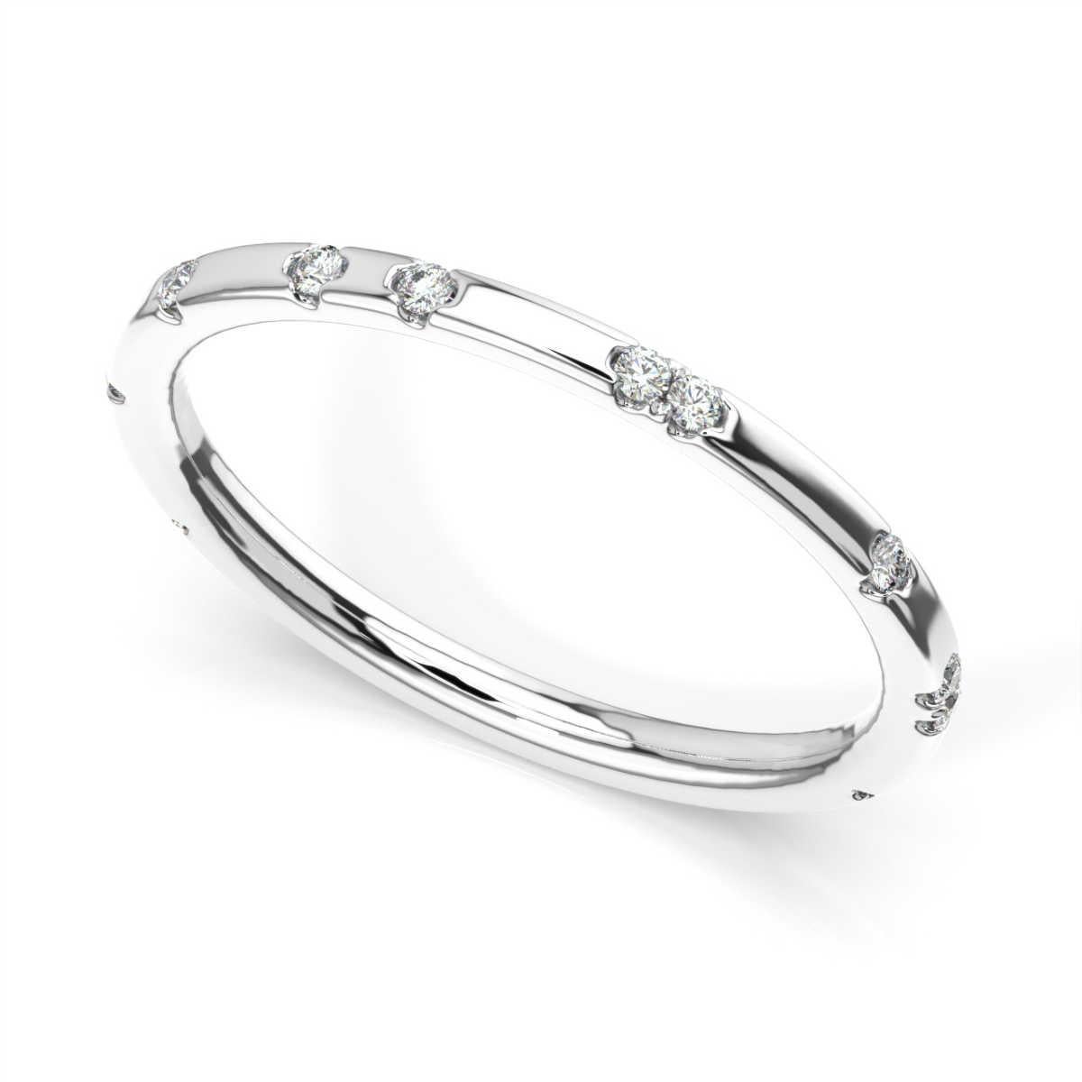Platin Petite Marie Diamantring '1/10 Ct. tw' (Rundschliff) im Angebot
