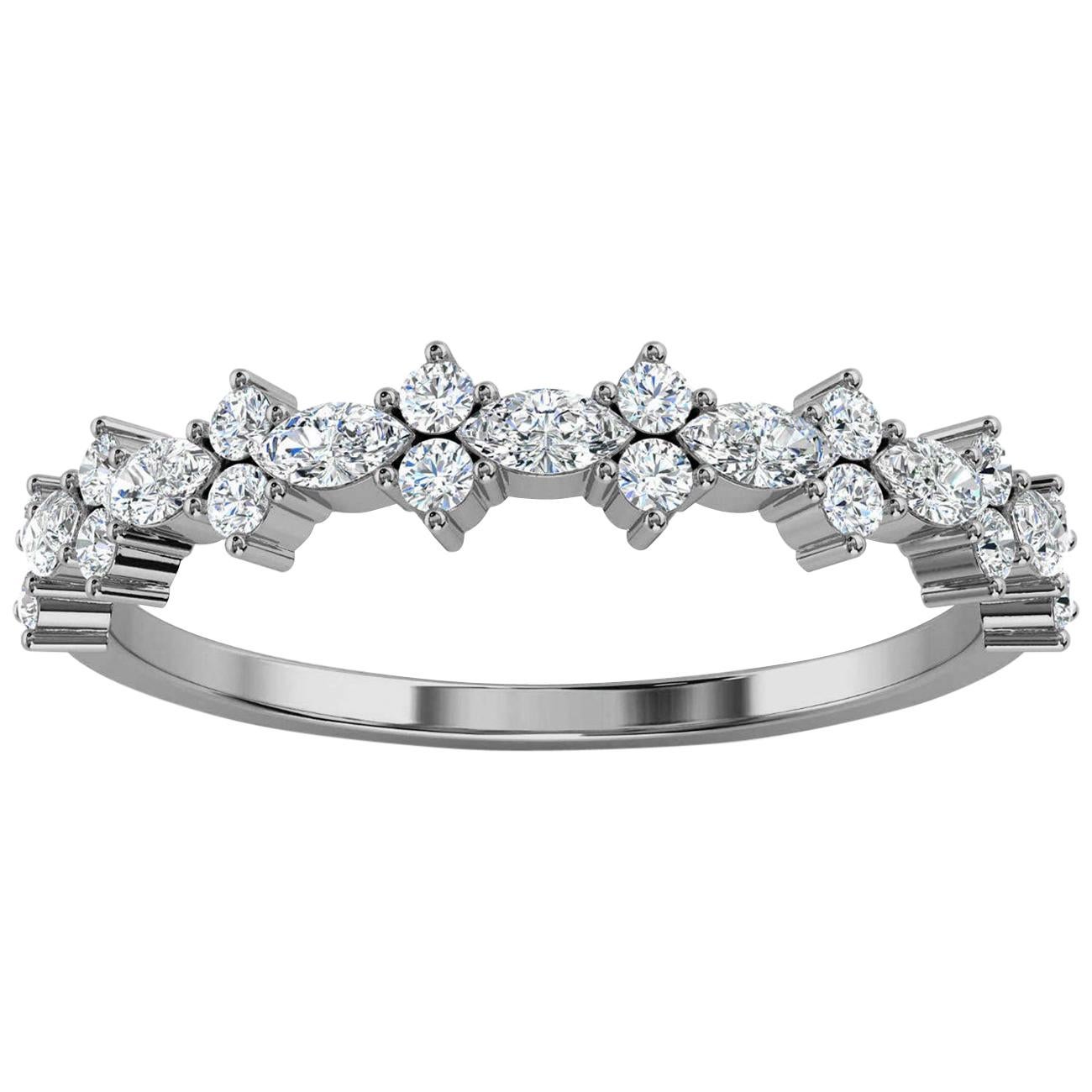 Platinum Petite Marquise & Round Organic Design Diamond Ring '2/5 Ct. tw'
