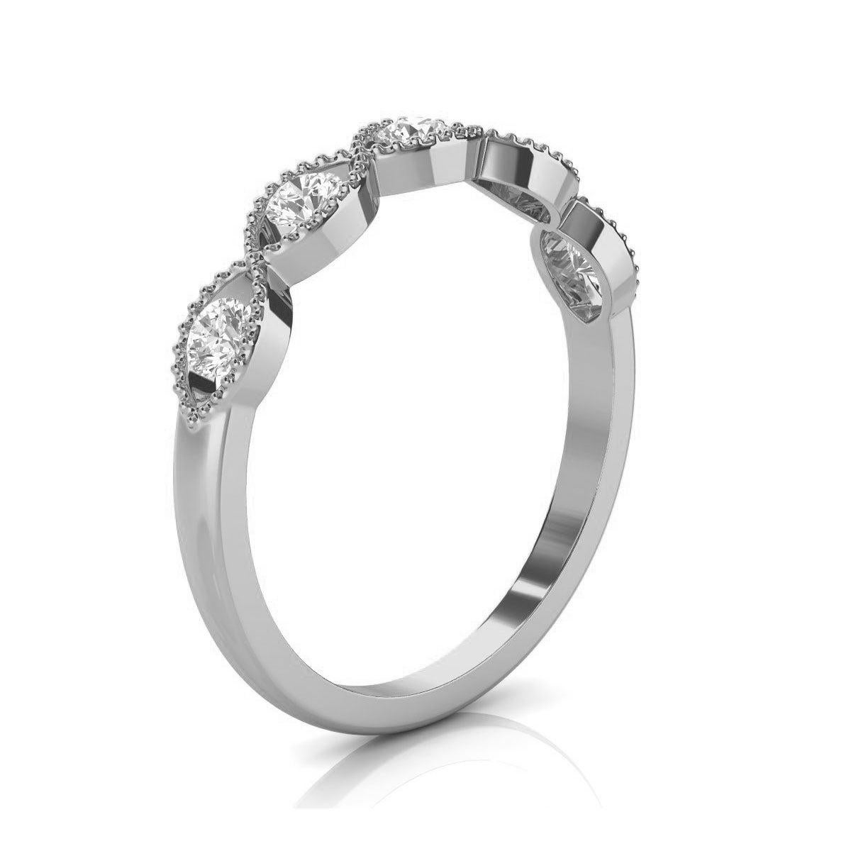 For Sale:  Platinum Petite Yamit Milgrain Diamond Ring '1/3 Ct. tw' 2