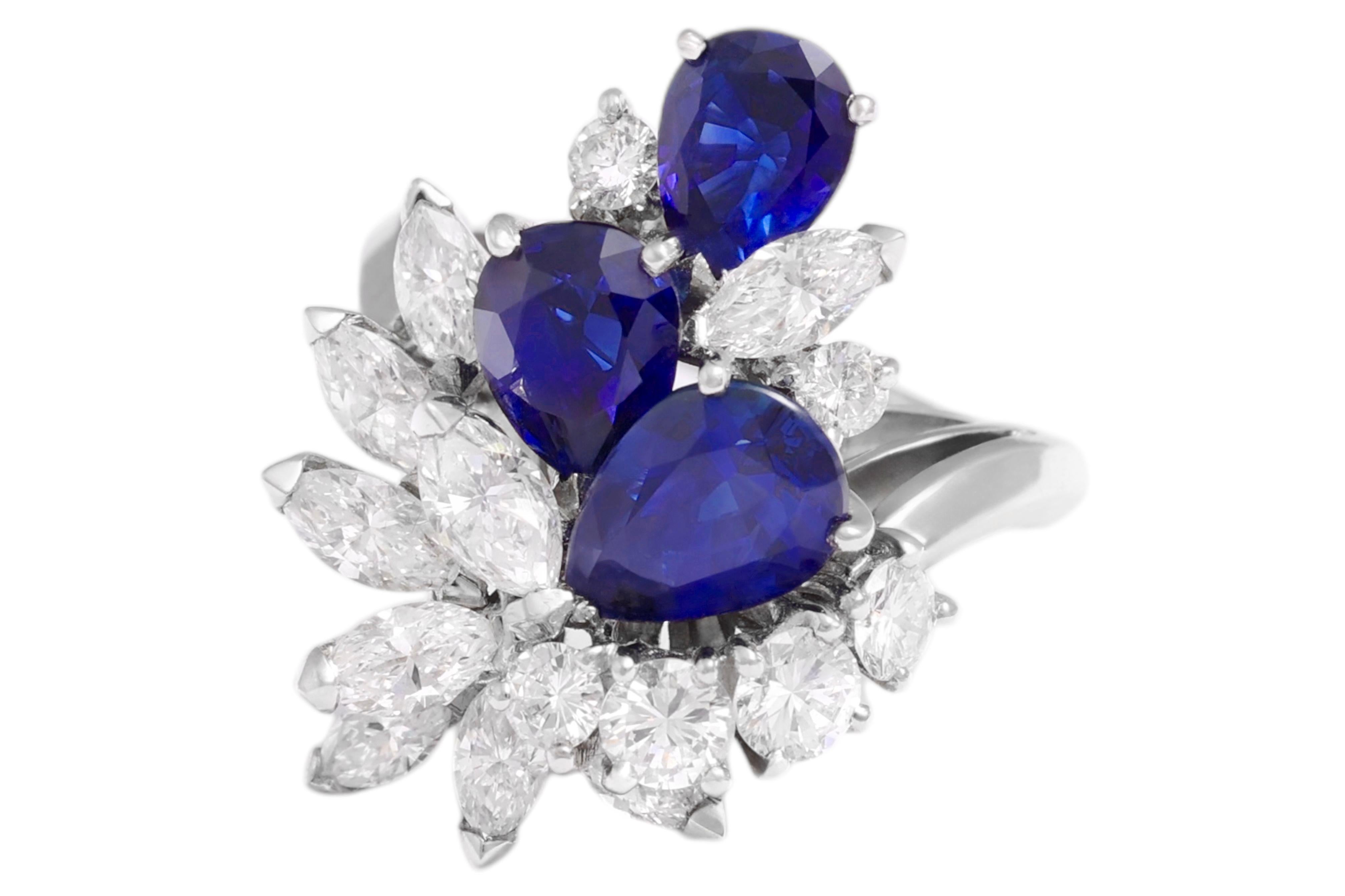 Artisan Platinum Piaget Ring & Matching Bracelet, Sapphires & Diamonds, One of A kind ! For Sale