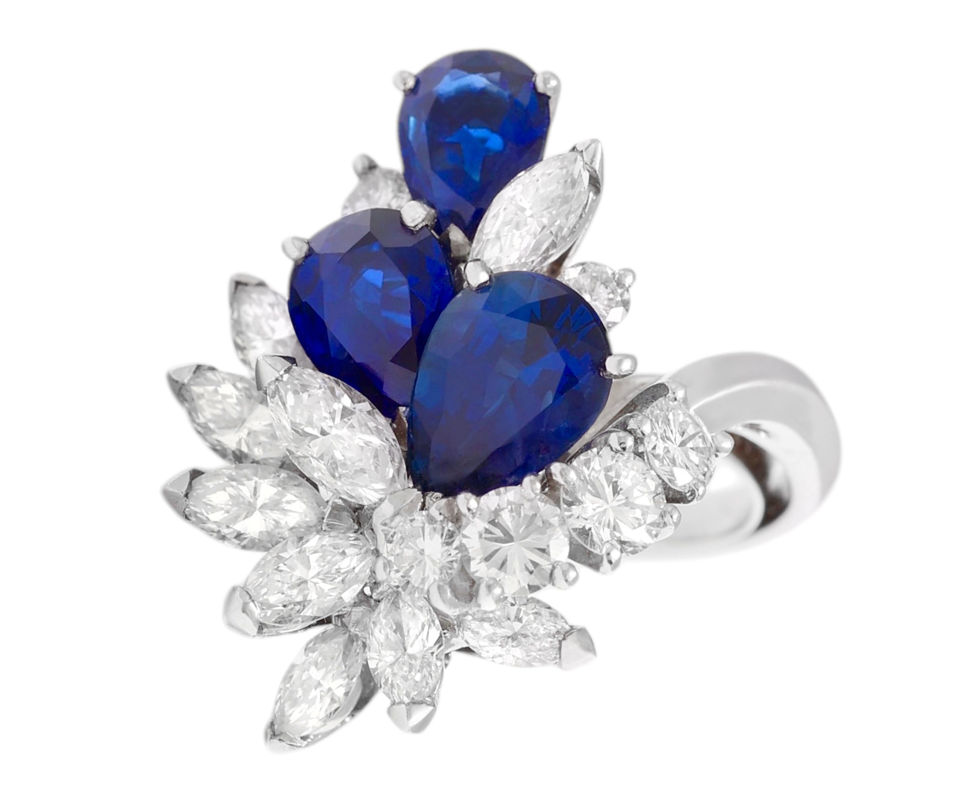 Marquise Cut Platinum Piaget Ring & Matching Bracelet, Sapphires & Diamonds, One of A kind ! For Sale