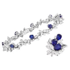 Piaget Platin Ring und passendes Armband, Saphiren und Diamanten, einzigartig!