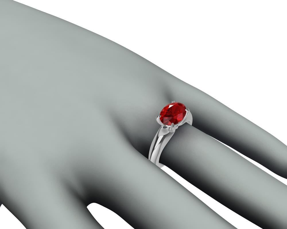 For Sale:  Platinum Pigeon Blood Ruby 2.58 Carat Sculpture Ring 10