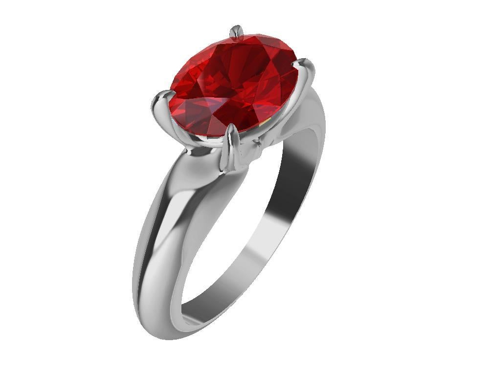 For Sale:  Platinum Pigeon Blood Ruby 2.58 Carat Sculpture Ring 2