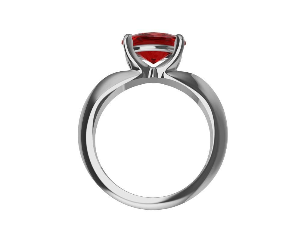 For Sale:  Platinum Pigeon Blood Ruby 2.58 Carat Sculpture Ring 6