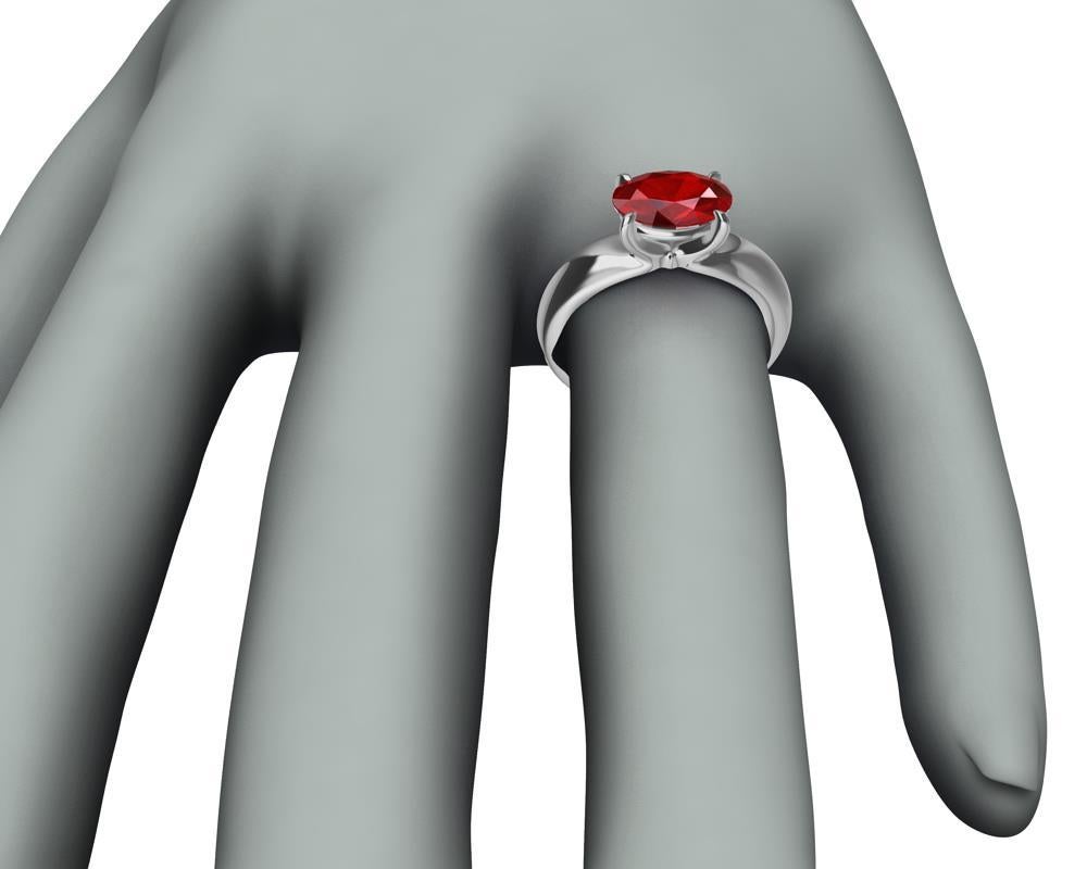 For Sale:  Platinum Pigeon Blood Ruby 2.58 Carat Sculpture Ring 7