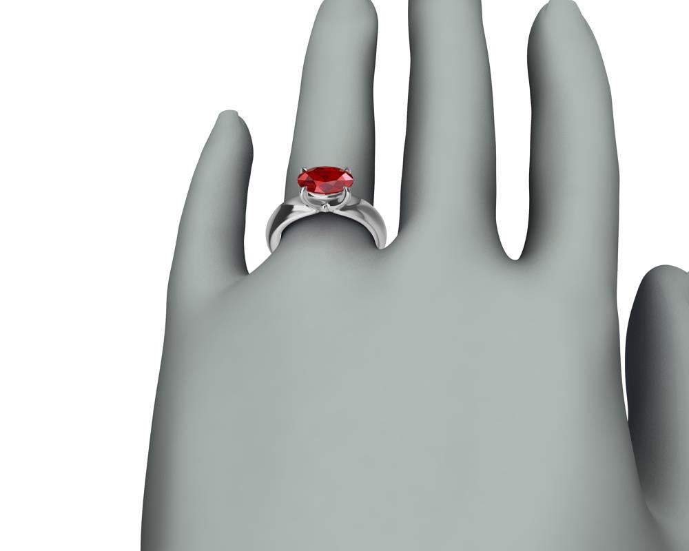 For Sale:  Platinum Pigeon Blood Ruby 2.58 Carat Sculpture Ring 8