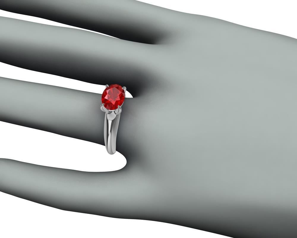 For Sale:  Platinum Pigeon Blood Ruby 2.58 Carat Sculpture Ring 9