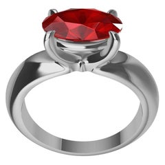 Bague sculpture en platine avec rubis sang de pigeon de 2,58 carats