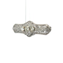 Platinum Pin Brooch with 2.06 Carat Old European & Round J VS1 Diamonds