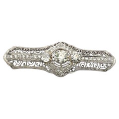 Platinum Pin Brooch with 2.06 Carat Old European & Round J VS1 Diamonds