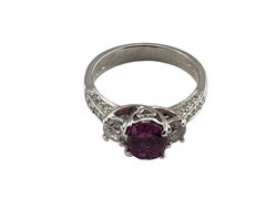 Platinum Pink Glass and Diamond Ring