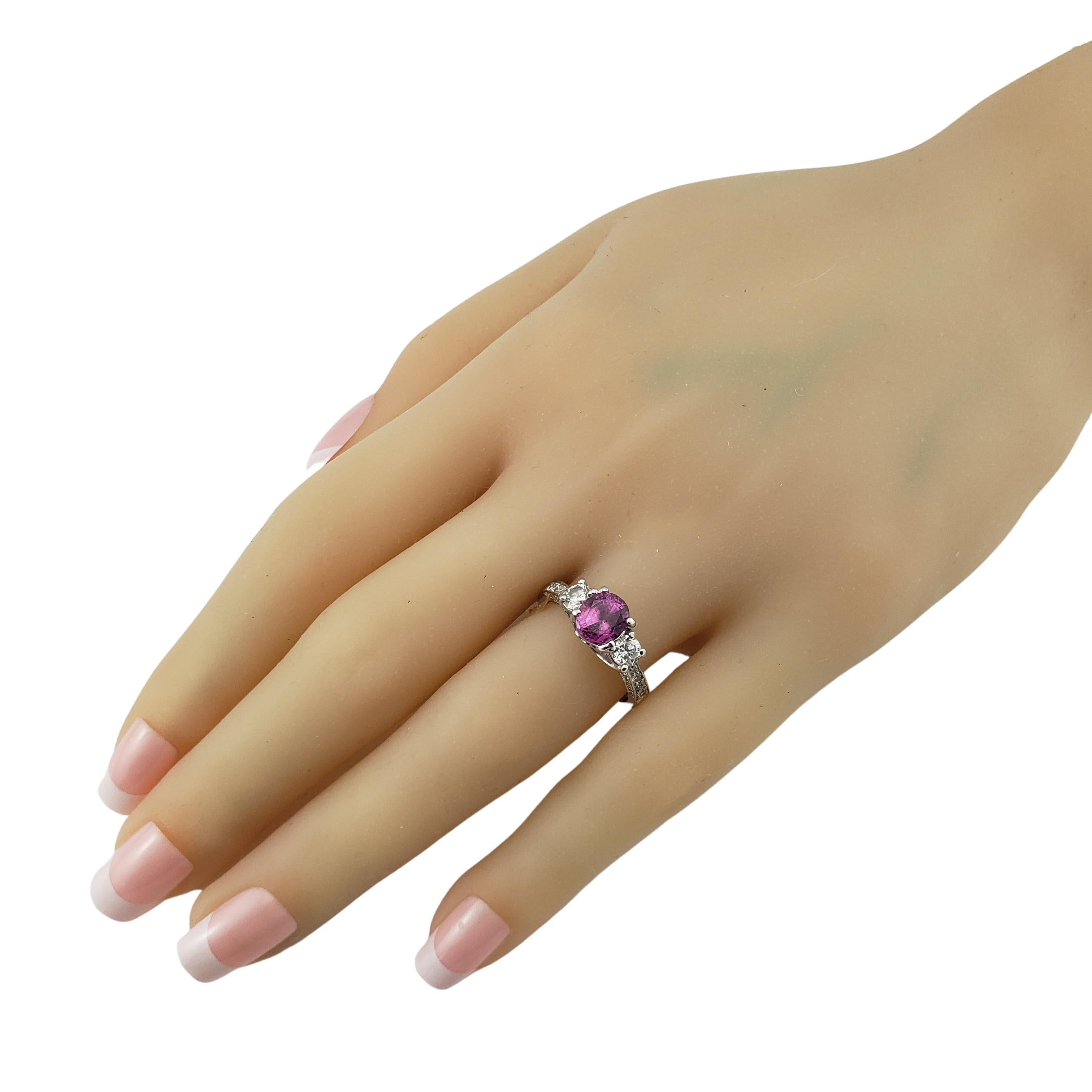 Women's Platinum Pink Glass and Diamond Ring 