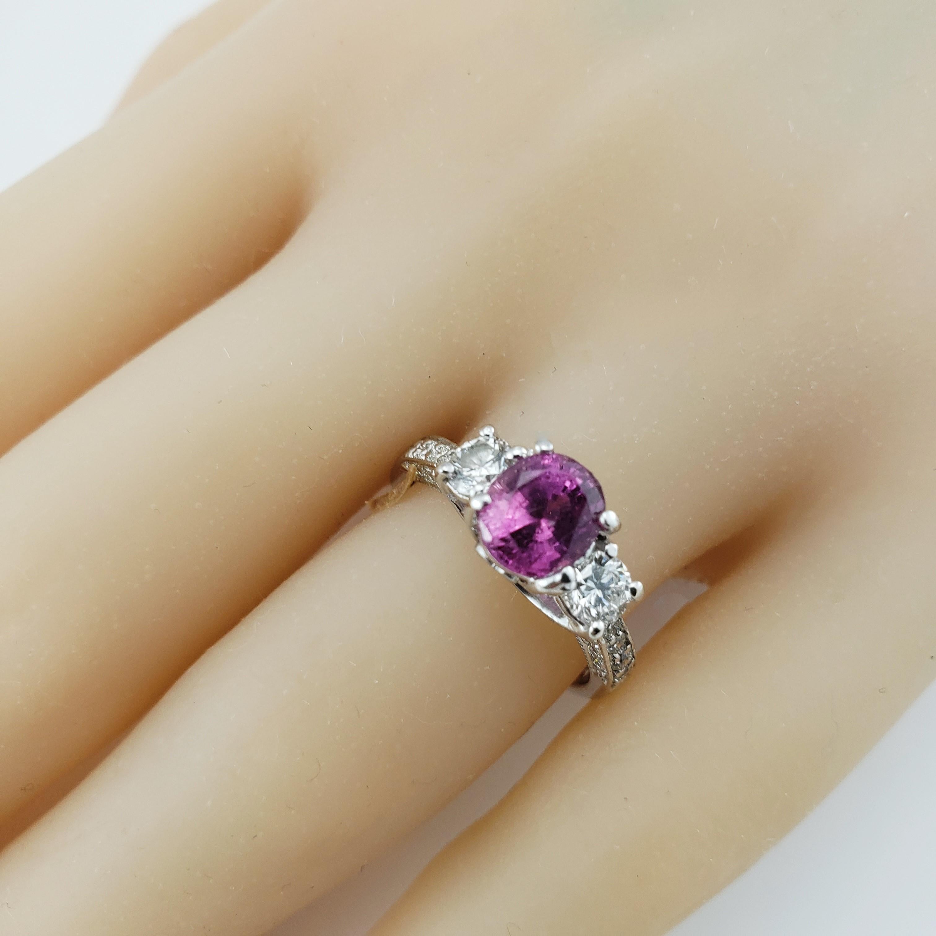 Platinum Pink Glass and Diamond Ring  1
