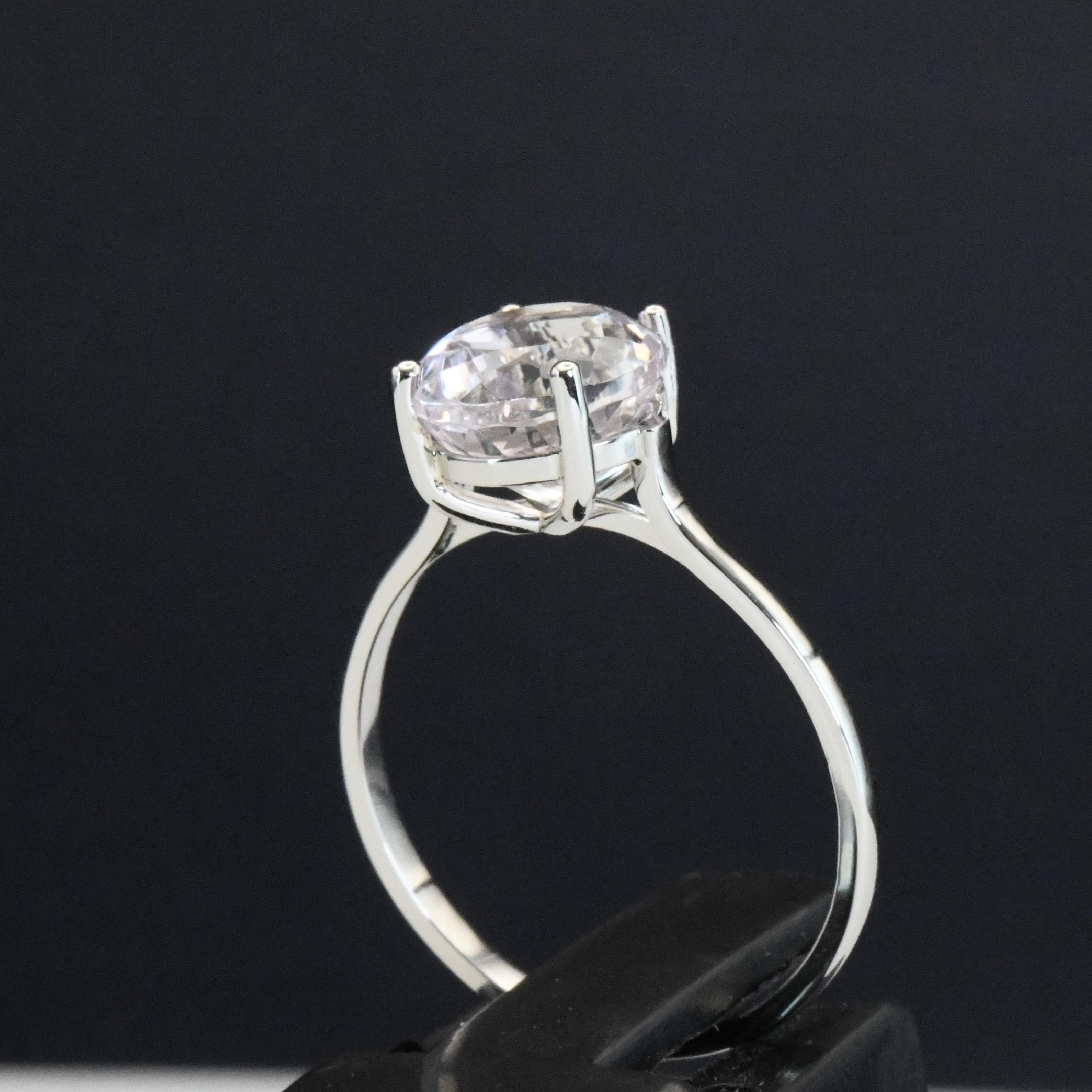 Bague Kunzite rose en platine en vente 5