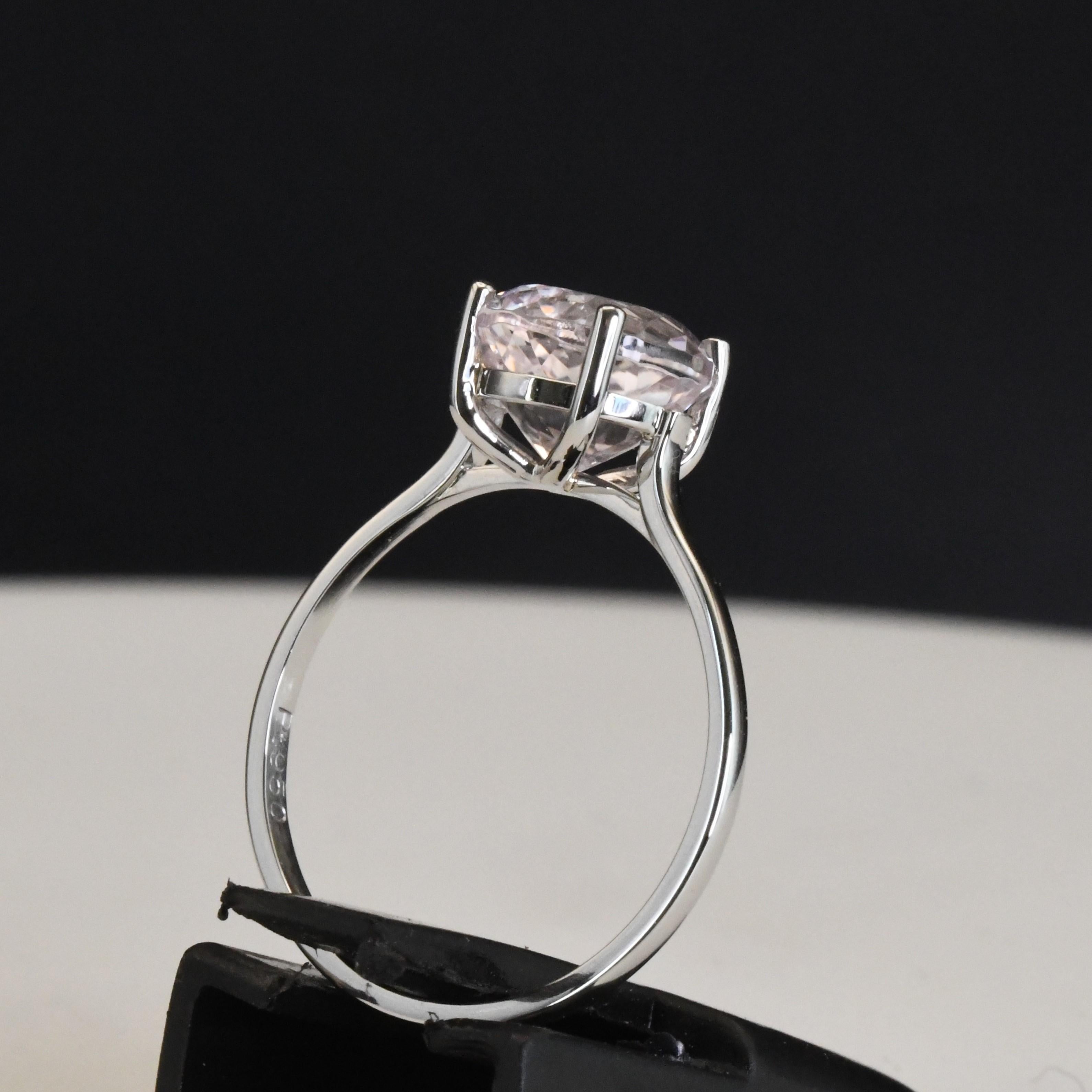 Bague Kunzite rose en platine en vente 7