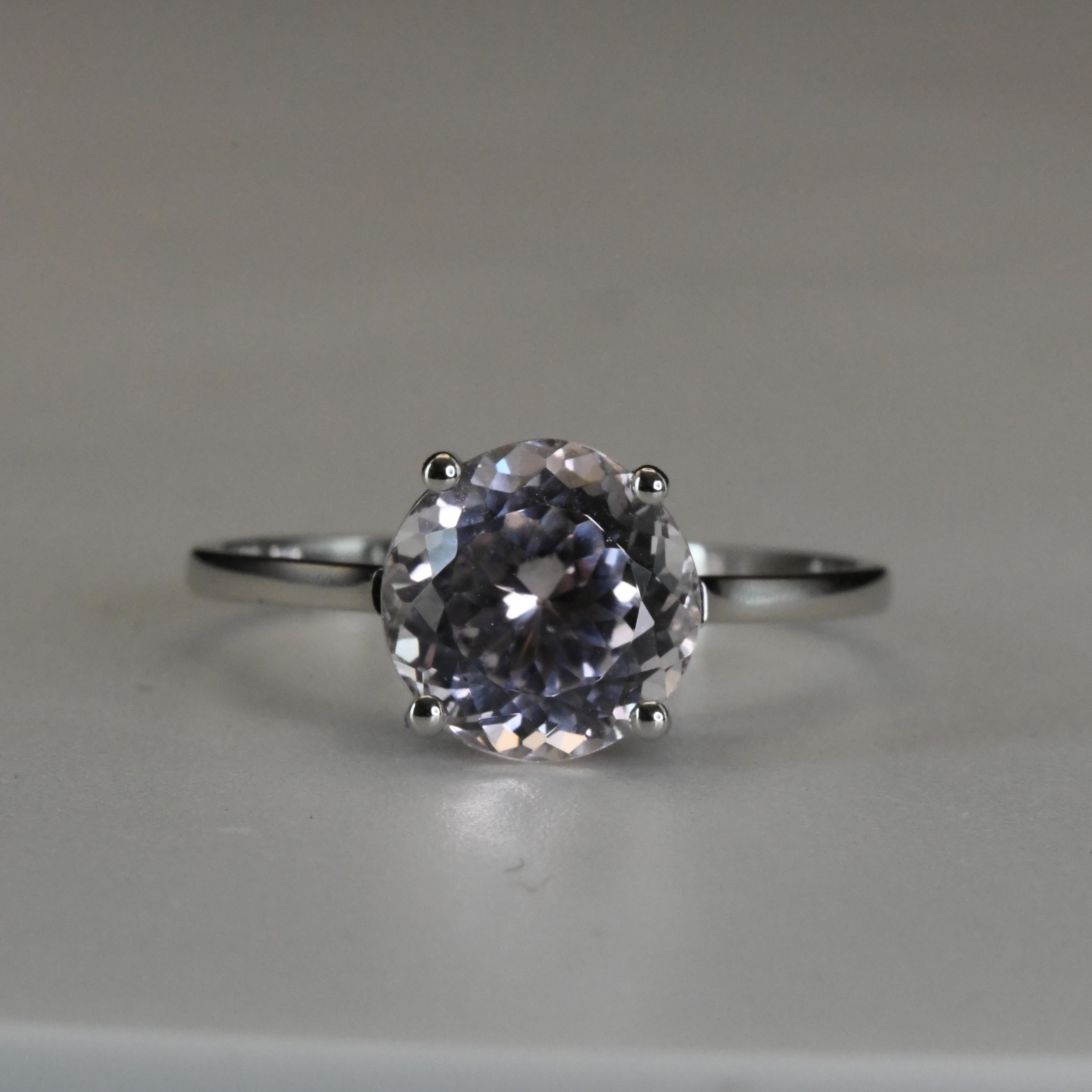 Bague Kunzite rose en platine en vente 8