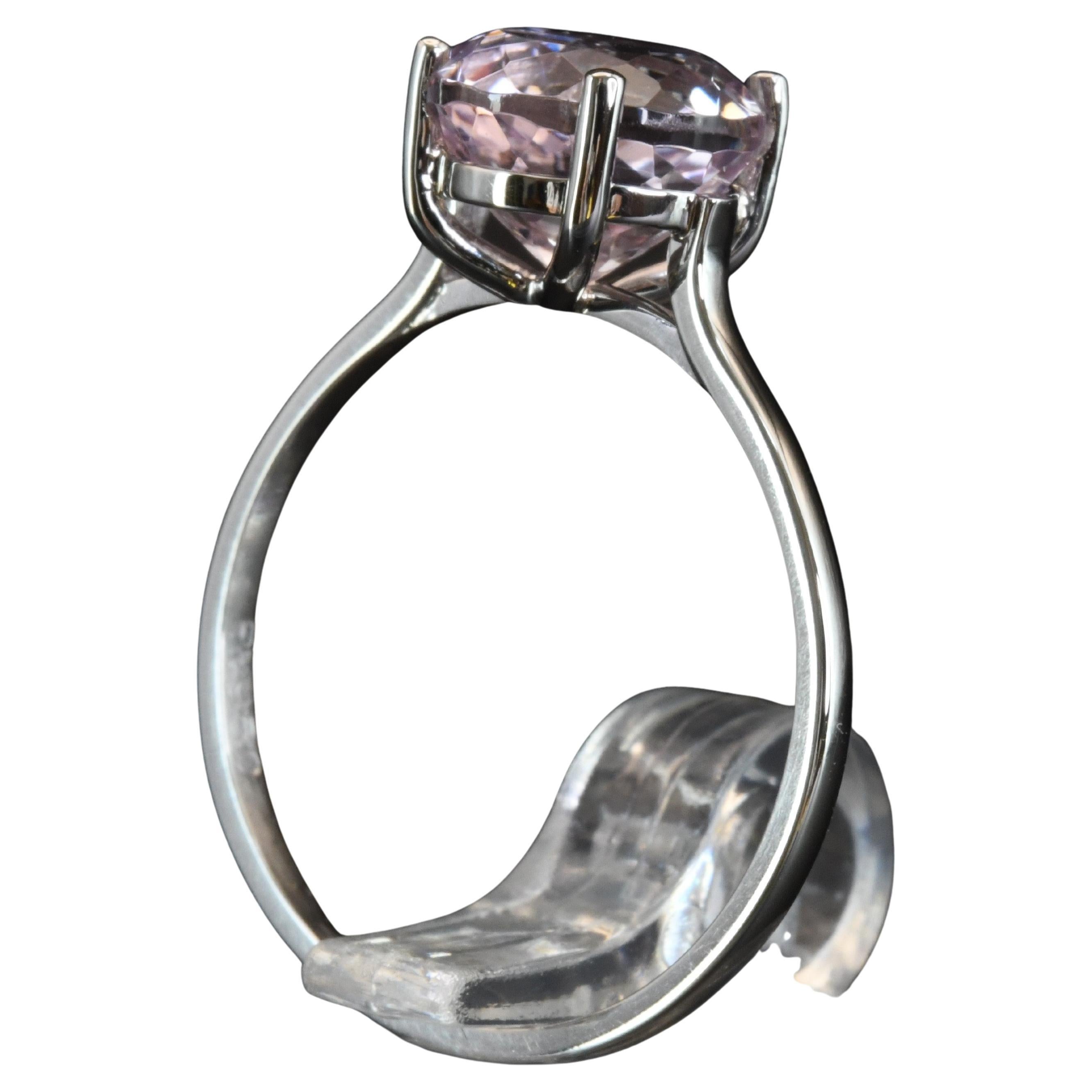 Anillo Kunzita Rosa Platino Corte redondo en venta