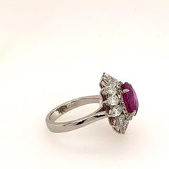 Platinum Pink Sapphire and Diamond Flower Ring