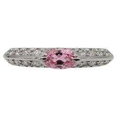 Platinum Pink Sapphire & Diamond Modern Gemstone Engagement Ring