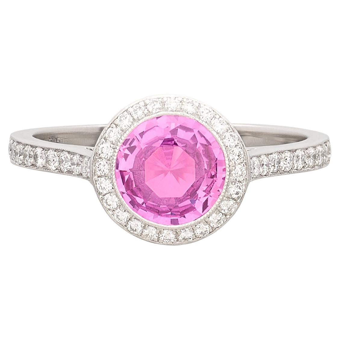 Platinum Pink Sapphire & Diamond Ring by Tiffany & Co.