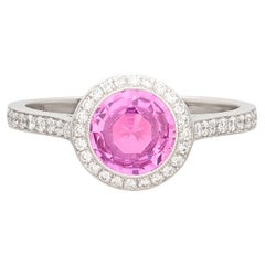 Bague en platine, saphir rose et diamant de Tiffany & Co.