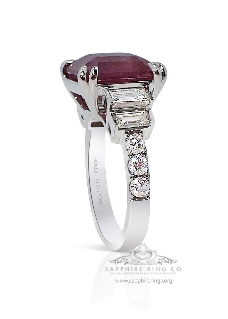Women's or Men's Platinum Pink Sapphire Ring, 8.06 Carat Unheated GIA Certified For Sale