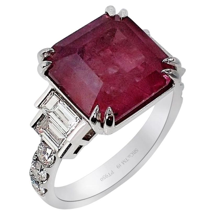 Platinum Pink Sapphire Ring, 8.06 Carat Unheated GIA Certified For Sale