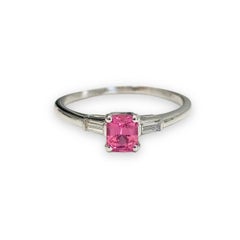 Platinum Pink Spinel and Diamond Ring