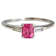 Platinum Pink Spinel and Diamond Ring