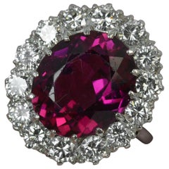 Platinum Pink Tourmaline and 1.40 Carat VS Diamond Cluster Ring