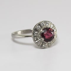 Platinum Pink Tourmaline and Diamond Halo Ring