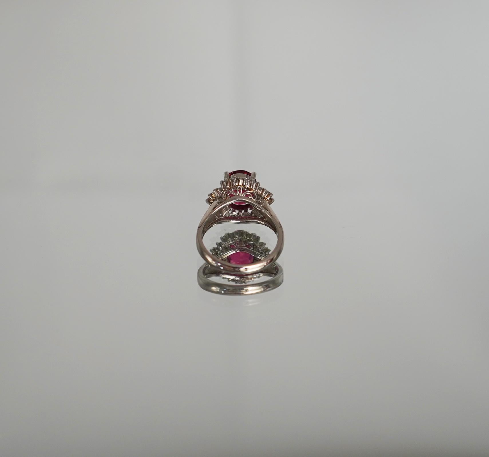 Platinum, Pink Tourmaline and Diamond Ring In Good Condition For Sale In Salt Lake City, UT