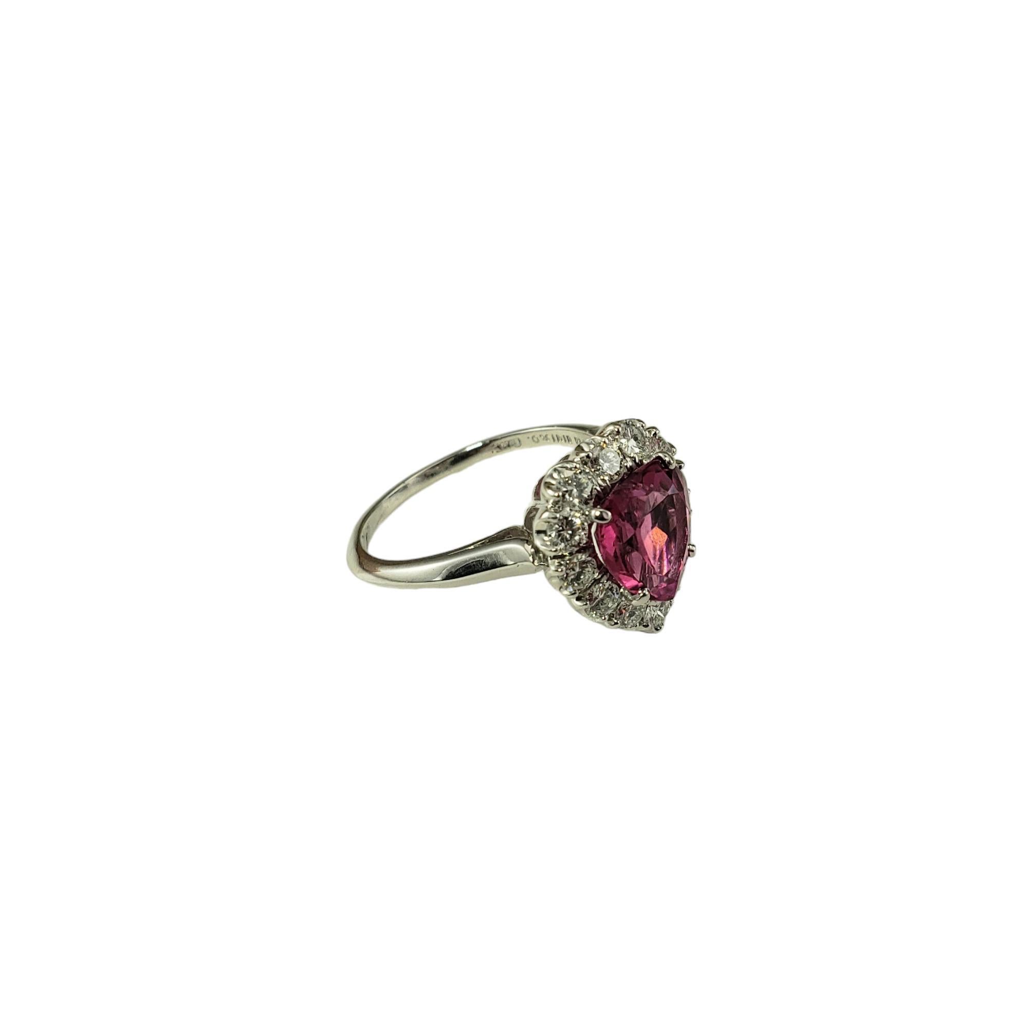 Platinum Pink Tourmaline & Diamond Heart Shaped Ring Size 5.75  #17331 In Good Condition For Sale In Washington Depot, CT