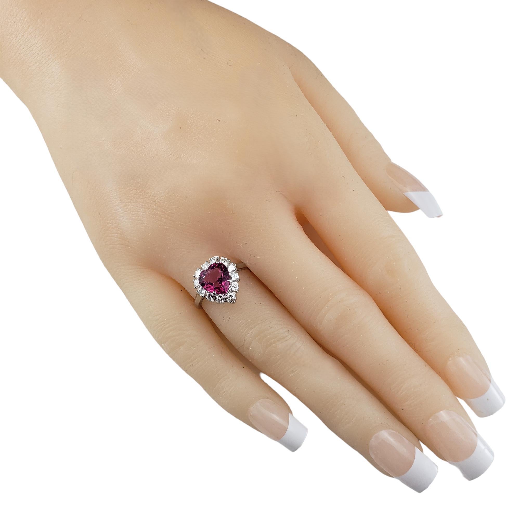 Platinum Pink Tourmaline & Diamond Heart Shaped Ring Size 5.75  #17331 2