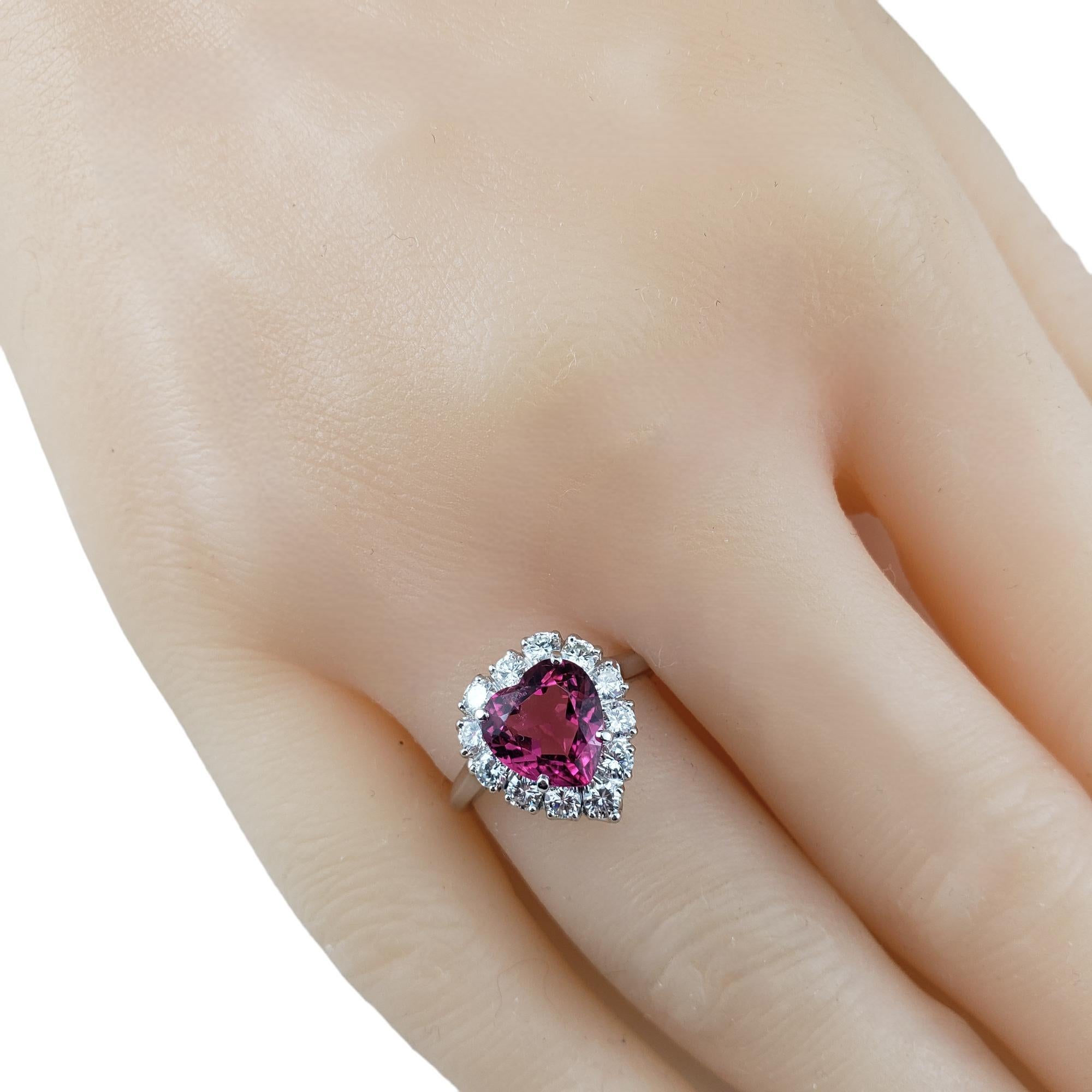 Platinum Pink Tourmaline & Diamond Heart Shaped Ring Size 5.75  #17331 3