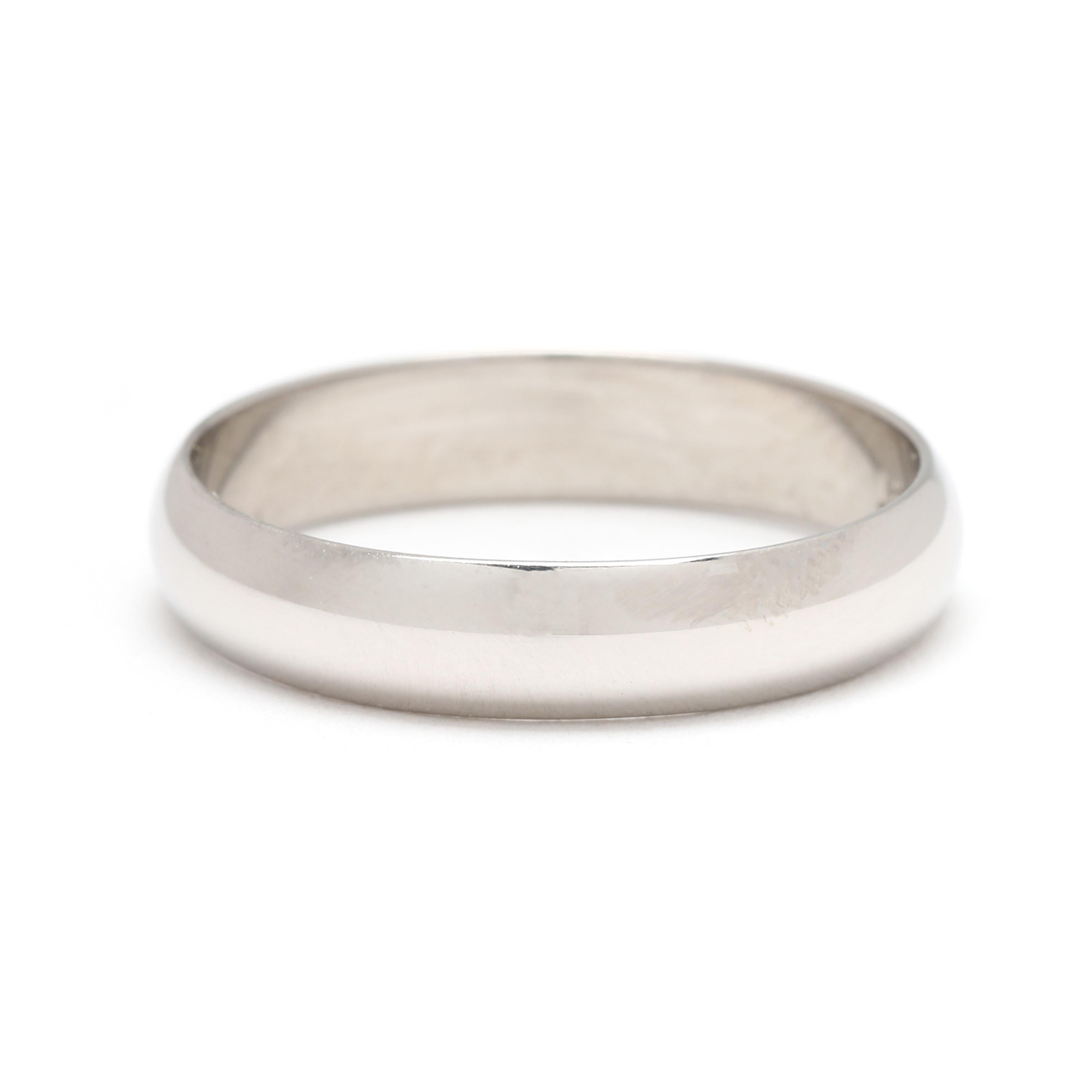 Platinum Plain Band Ring, Ring Size 6.5, Stackable, Wedding Band In Good Condition In McLeansville, NC
