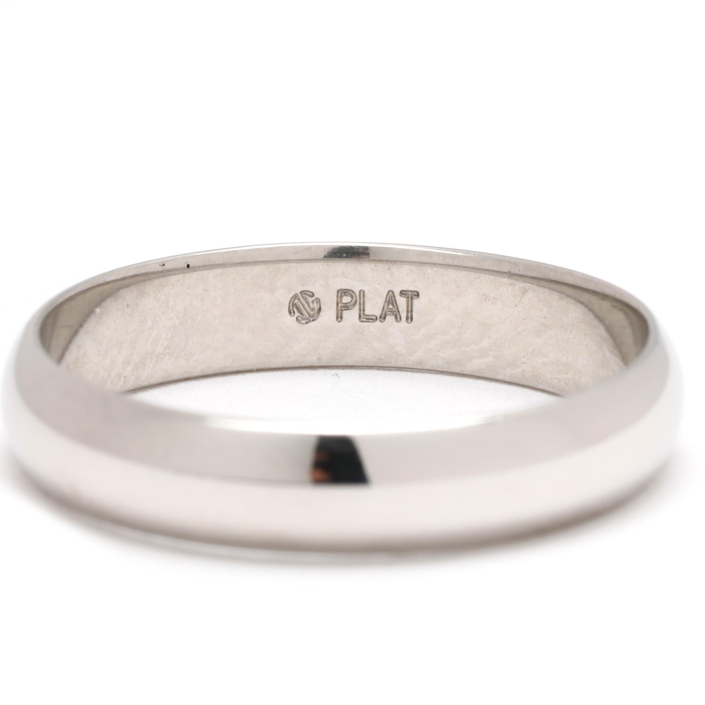 Women's or Men's Platinum Plain Band Ring, Ring Size 6.5, Stackable, Wedding Band
